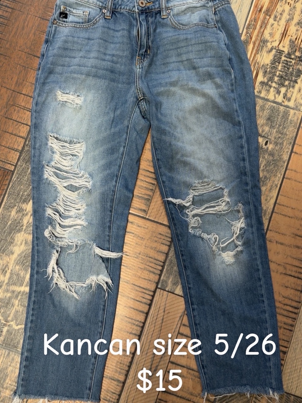 KanCan Light Blue Distressed Cropped Jeans